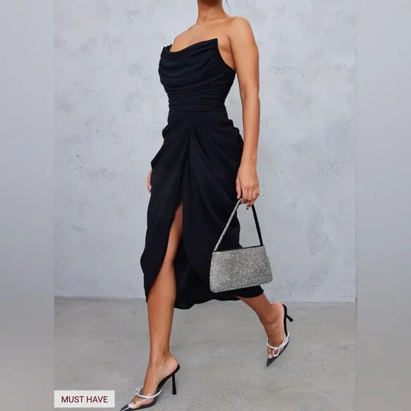 PrettyLittleThing | Dresses | Pretty Little Thing Black Chiffon Corset Bandeau Draped Midi Dress Size 8 Nwt | Poshmark PrettyLittleThing | Dresses | Pretty Little Thing Black Chiffon Corset Bandeau Draped Midi Dress Size 8 Nwt | Poshmark